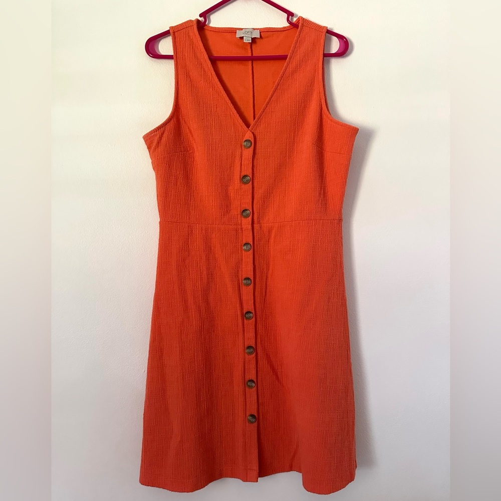 Orange LOFT Faux Button Down Dress